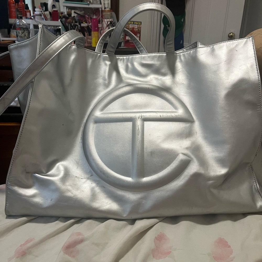 *Read* Large Silver Telfar Bag Large Size USED